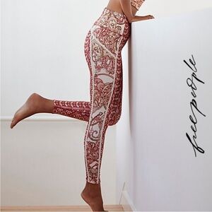 Free People Movement Your a Peach Leggings Red Print Large